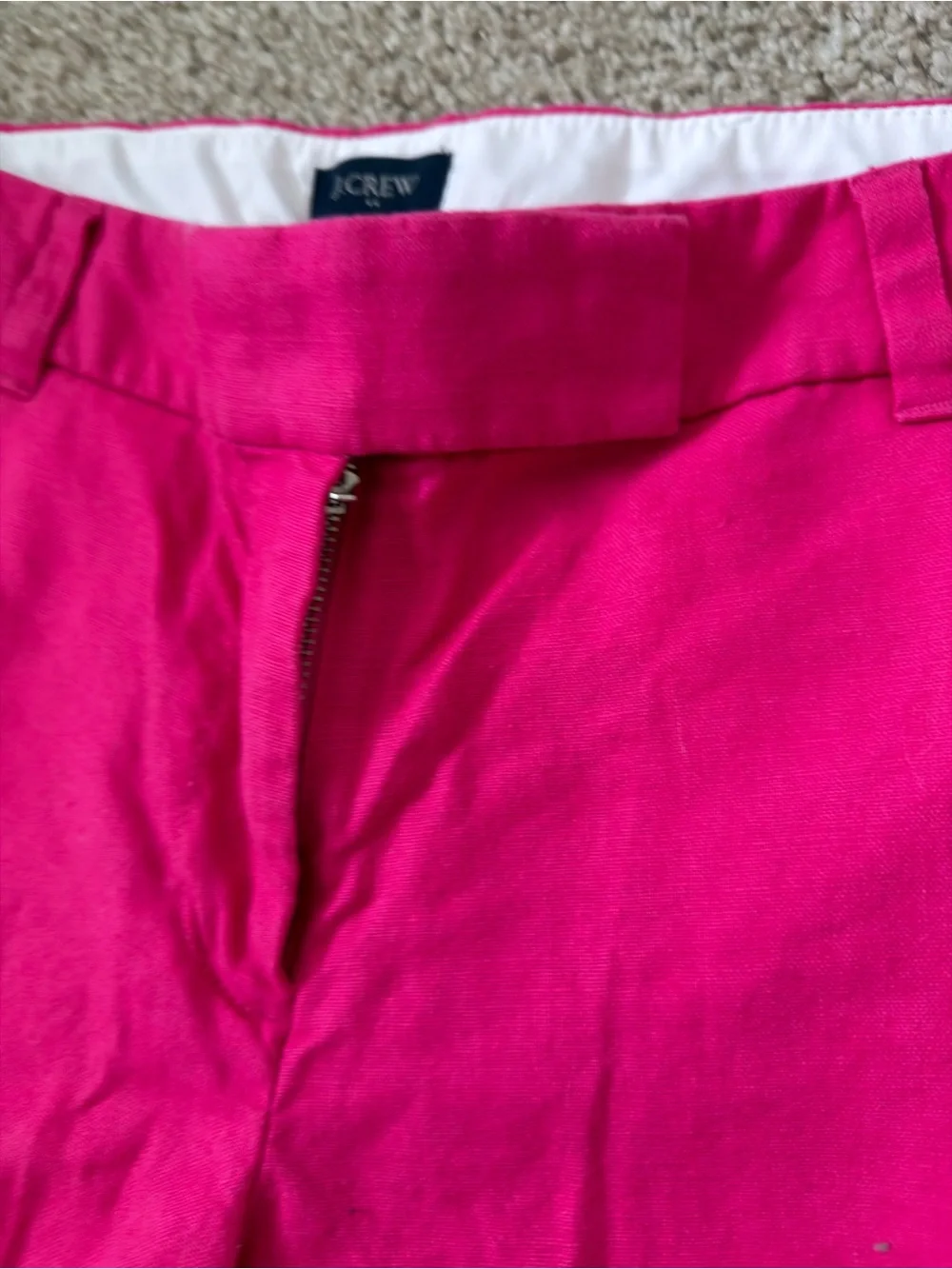 J. Crew Pink Scallop Hem Linen/Cotton Blend Shorts